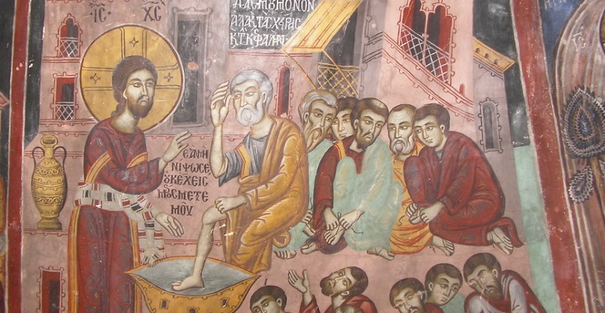 Spălarea picioarelor - peștera Sfântului Neofit